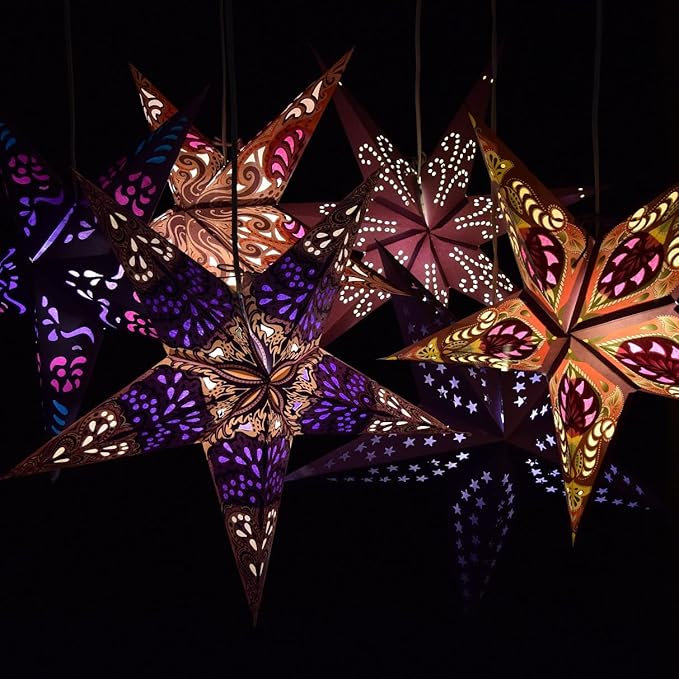 Lavender Pink Obsession Paper Star Lantern with 12 Foot Power Cord Included