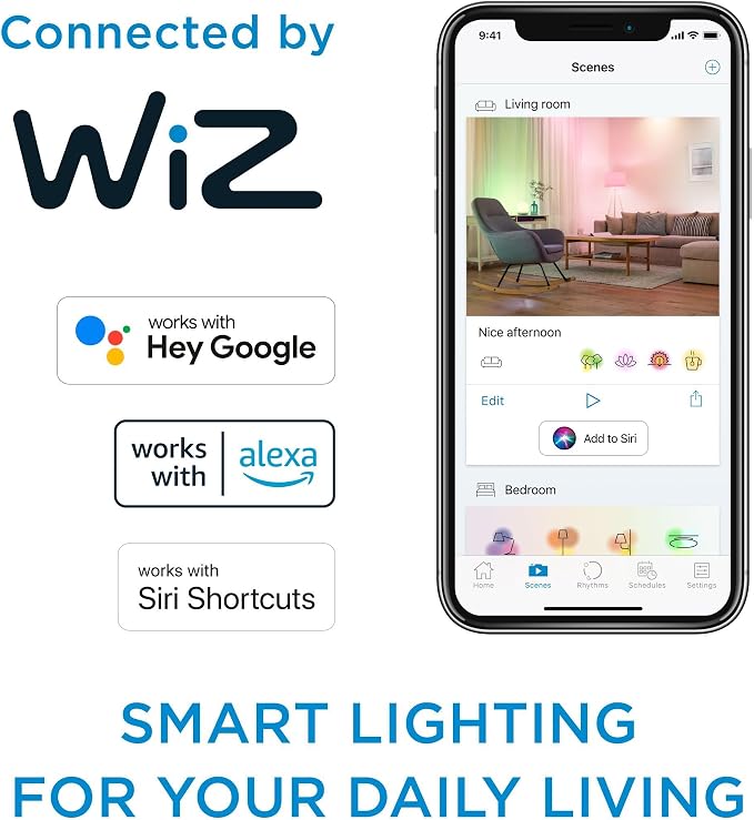 PHILIPS Smart 150W A23 LED Light Bulbs 4-Pack - Connects to Your Wi-Fi - E26- Control with Voice or App + Activate with Motion - Matter Compatible