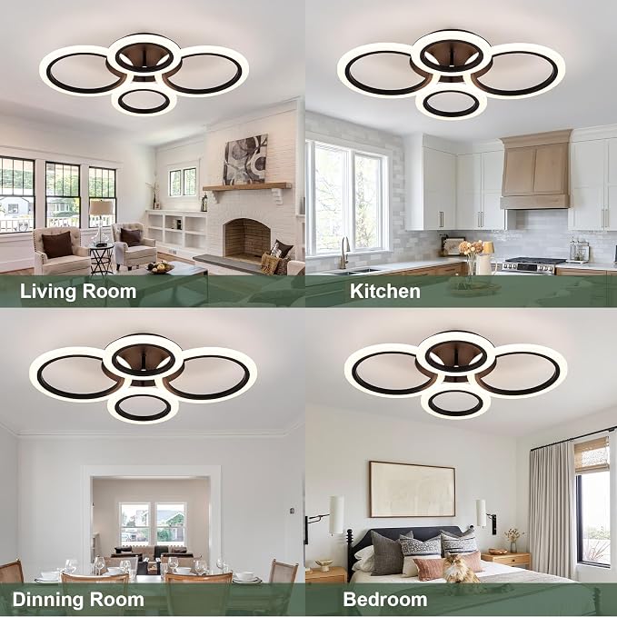 24" 40W Light Fixtures Ceiling Mount 1558LM Living Room Light Fixture | 3000-6500K Remote control APP Adjustable color temperature brightness Memory function Night light for Bedroom Kitchen Modern