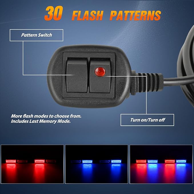Nilight 40LED Blue Red Emergency Strobe Traffic Advisor Light Bar with Suction Cups Dash Safety Warning Hazard Flashing Lights Interior Front/Rear Windshield for Trucks Construction Vehicles | with Suction Cups Dash Safety Warning Hazard Flashing Light...