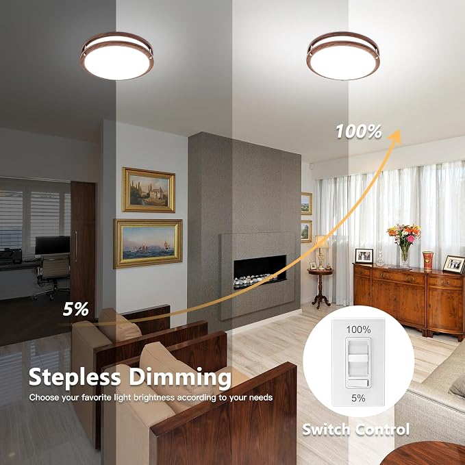 Flush Mount Ceiling Light - 2 Pack 13″‌ 36W 3000K/3500K/4000K/5000K/6000K Dimmable Led Ceiling Light Fixture for Kitchen Hallway Bedroom Bathroom (2, Nussbaum, 13 Inch)
