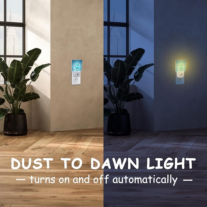 Blue Magic Butterfly on Water Night Light Plug Wall,LED Night Lights with Dusk to Dawn Light Sensor for Women Girls Boys Room Decor,Hallway,Kitchen,Bathroom,Nursery,Stairs