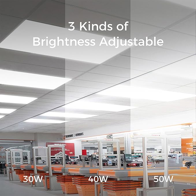 30 Pack 2x4 LED Flat Panel Light Drop Ceiling, 0-10V Dimmable | 30/40/50W & 3000K/4000K/5000K Selectable, for Office, Shop,120-277V, ETL Listed