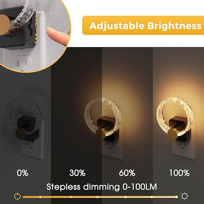 L LOHAS LED Night Lights Plug into Wall, Plug in Night Light, Light Sensor | 3000K Soft White, 0-100LM Brightness Adjustable, Bubble Nightlight for Bathroom Bedroom Hallway