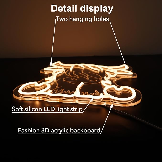 Highland Cow Neon Sign | Dimmable, 11.4 x 12.6 inch, USB Powered, Wall Art Decor, For Room Office Bar Garage,Warm White