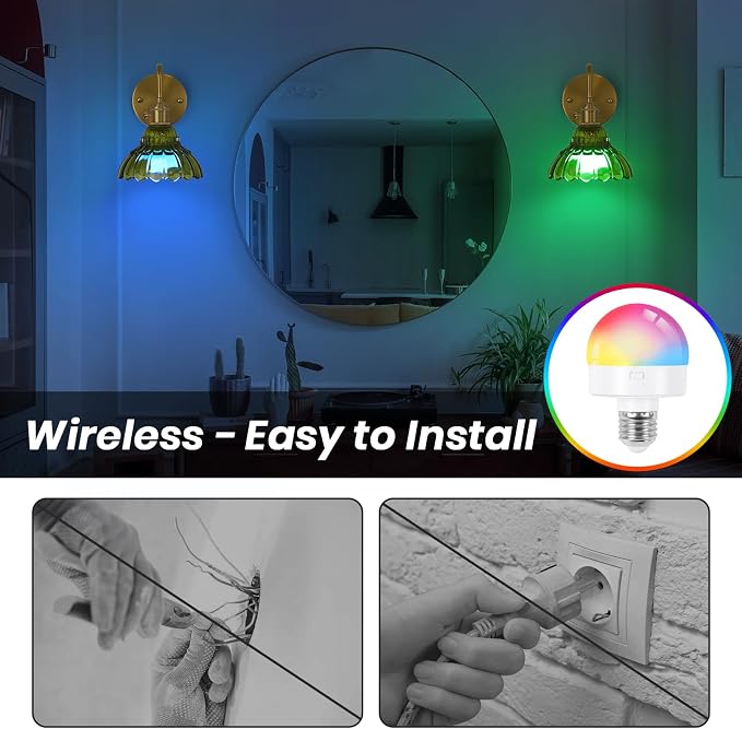 Vintage Battery Operated Wall Sconces Set Of Two, Indoor not Hardwired Brass Green Glass Lampshade Fixtures,Rechargeable Wireless RGB Wall Lights with Dimmable Remote Control,for Bedroom Living Room