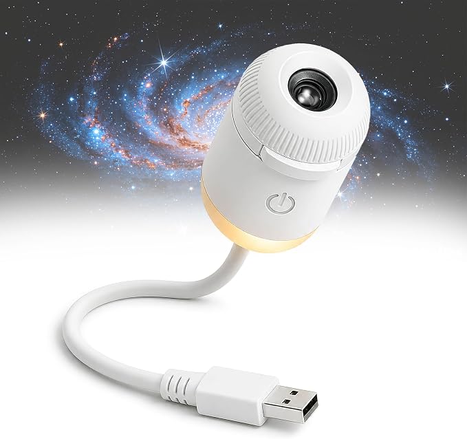 2-in-1 Galaxy Projector Night Light, USB LED Starry Sky Projector | 360 Rotation, Adjustable Brightness Films, for Bedroom Ceiling Room Car Decor