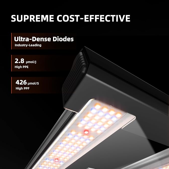 Spider Farmer G1500 Cost-Effective LED Grow Lights 150W, Smart App Control, 2x2ft Coverage Full Spectrum Digital Screen Dimmable Bar Style Growing Lamp for Indoor Plants