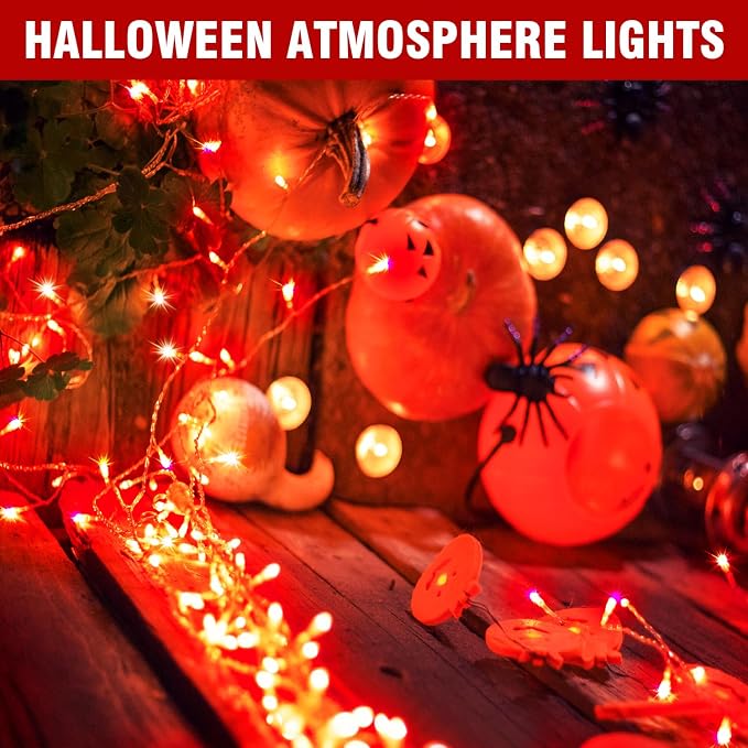 LED Fairy Lights, Connectable Red Christmas String Lights with Timer | Waterproof Light Strand for Christmas Tree, Bedroom, Patio, Wedding, Party, Indoor Outdoor Decor