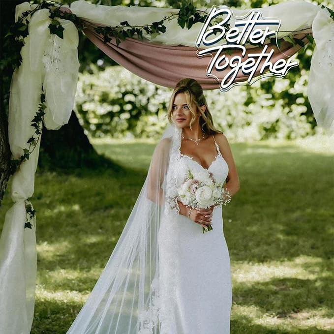 Better Together Neon Sign for Wall Decor, Led Wedding Neon Sign Light Up for Reception Engagement Party Happy Anniversary Bridal Shower Backdrop Holiday Birthday Christmas Lifts, White