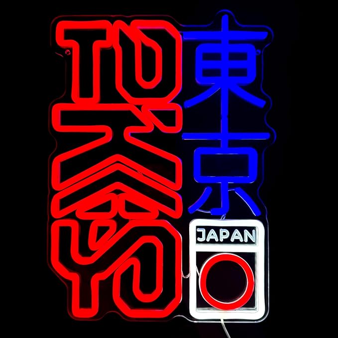 Tokyo Neon Sign Dimmable Vibrant Japanese Kanji Art for Room Decor LED Neon Light Up Hanging Sign for Bar Pub Party Bedroom Home Decor 11.81"x16.14"