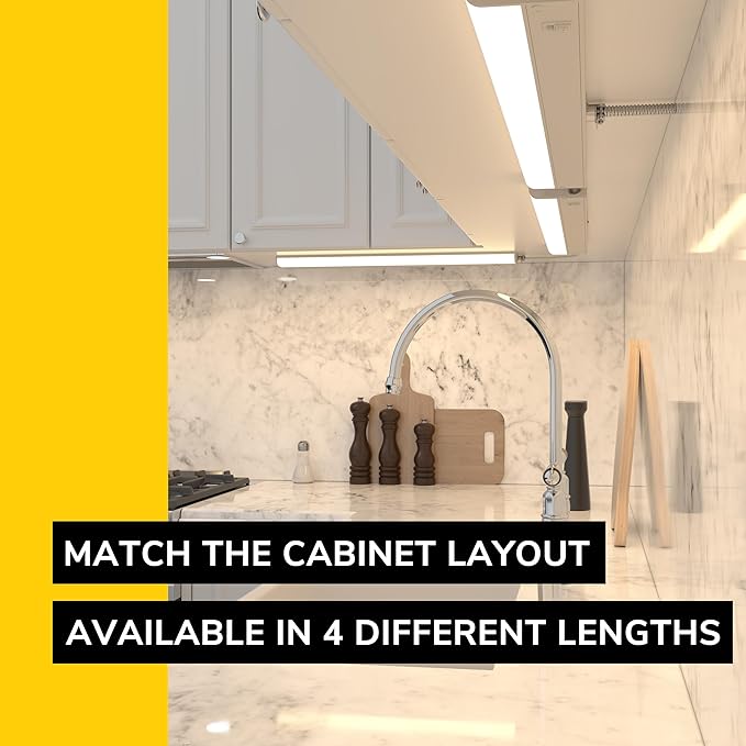 GETINLIGHT 30-Inch Hardwired Only LED Under Cabinet Light, 5-CCT Selectable | Choose from 2700K, 3000K, 4000K, 5000K, or 6000K. Dimmable with a matte white finish. ETL Listed. Model: IN-0201-14-WH-5C