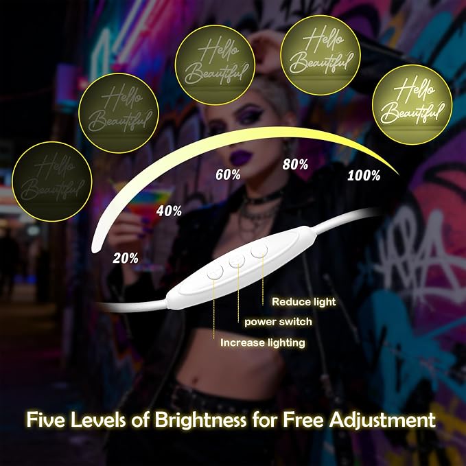 Hello Beautiful Neon Sign for Wall Decor, Warm White LED Neon Light | Dimmable Gorgeous Girl Neon Light for Bedroom Salon Wedding Party Boutique Lash Room Beauty Room Wall Decor Gifts for Girls