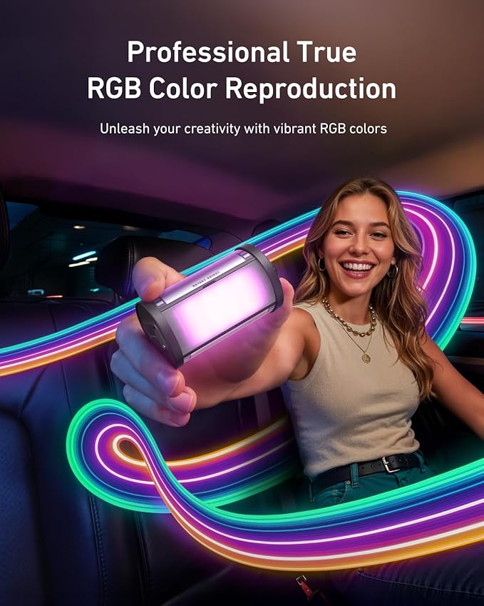 TELESIN 2PCS Magnetic RGB Video Lights | Cold Shoe Mount for DSLR Camera Photography Attachment | CRI 95+ & 2700-7500K | Portable RGB LED Camera Light with Diffuser | Streaming, Content Creator