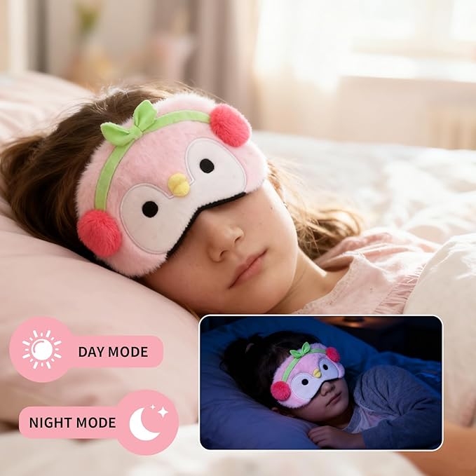 PERFECTSIGHT Cute Sleep Eye Masks (Pink Penguin)