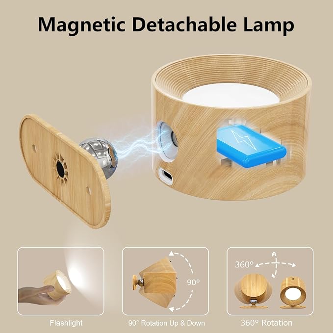 Kitloo Rechargeable Wall Sconces 2200mAH Battery Operated, 200LM LED Wall Light 3 Color Temps & Remote and Touch Wall Lamps, 360°Rotate Magnetic Ball Dimmable Cordless Lights for Reading 2 Pack