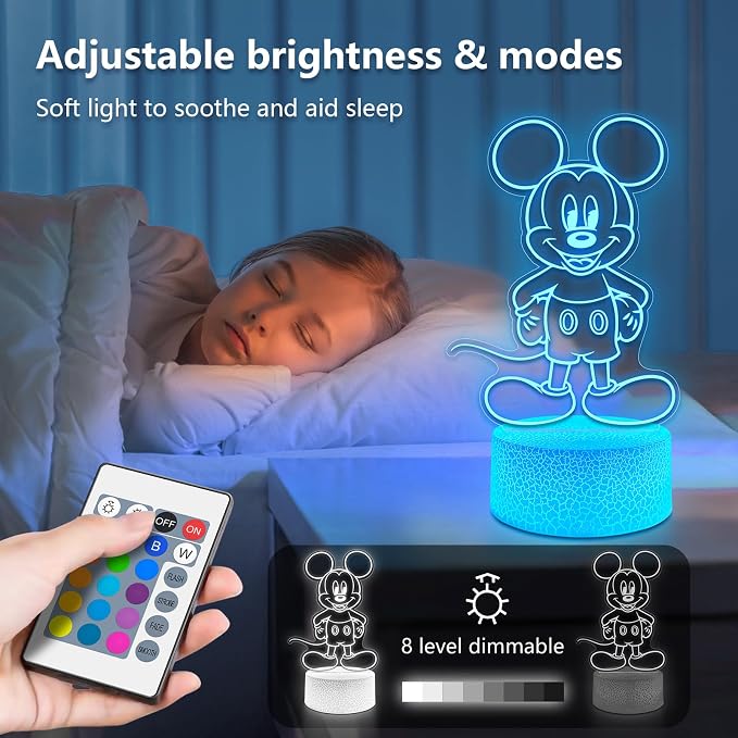 Cute Night Light for Kids - Anime Charater Decor Lamp with 16 Colors Change, Remote, Dim Control, 3D Illusion LED Night Lights for Kids Gifts Party Birthday Decoration