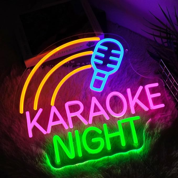 Karaoke Night Neon Sign Dimmable Live On Air Neon Light Sign for Wall Decor Karaoke Bar Led Signs for Business Bedroom Live House Man Cave Pub Studio Party Art Decor 15" x 12.6"