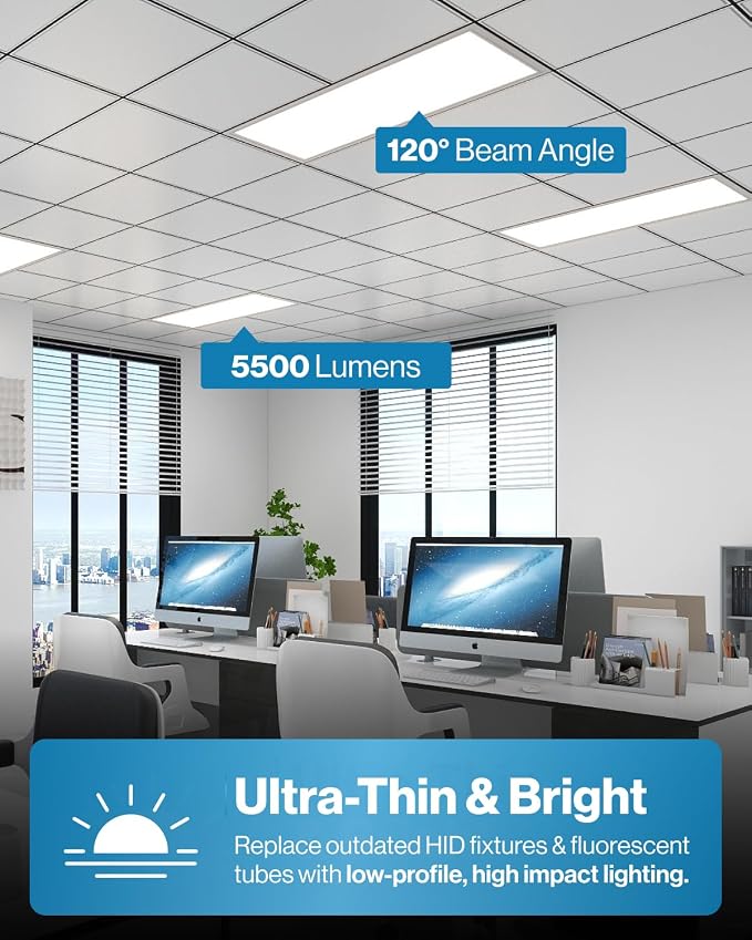 Sunco 10 Pack 2x4 LED Flat Panel Lights 3CCT Selectable, 30-50W, Dimmable | 6500LM, Selectable CCT 4000K/5000K/6000K, Selectable Wattage 30W/40W/50W, 0-10V, Office Lighting, Warehouse, Drop Ceiling