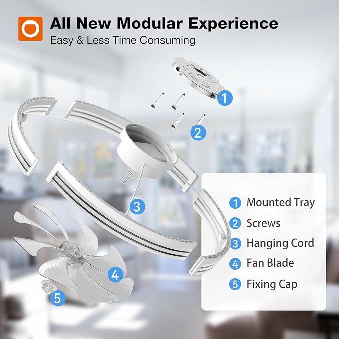 addlon 24" Low Profile Fandelier Ceiling Fans with Lights and Remote, White | Wider Airflow, 3000-6000K Dimmable LED, 6 Speeds, Reversible DC Motor, Remote and App Control, Memory Function, Timer, Quiet