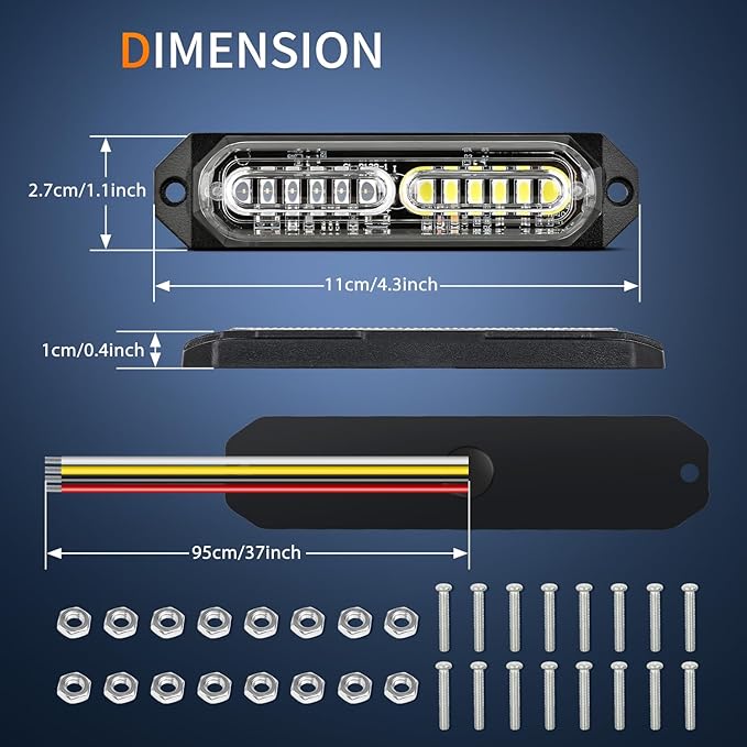 Nilight 8PCS Led Strobe Lights 12LED Green White Emergency Light 12V 24V Surface Mount Flashing Warning Hazard Beacon Lights Ultra Slim Sync Feature Mini Grille for Cars Trucks Off Road Vehicles SUV