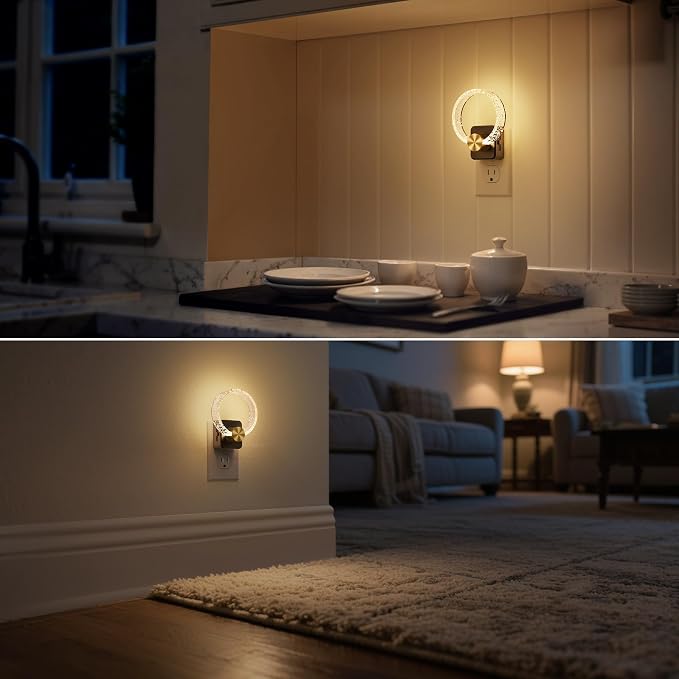 LED Night Light, Decorative Night Light Plug Into Wall | Dusk-to-Dawn Sensor, Dimmable Nightlights, Adjustable Brightness for Hallway, Bedroom,Kids Room,Stairway, Soft White