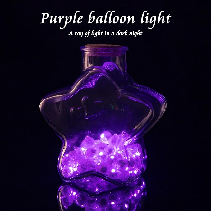 200pcs Balloon Lights Warm White Mini LED Lights Round Long Standby Time Multicolor Ball Lamps Paper Lantern for Easter Birthday Party Christmas Halloween Decoration Purple