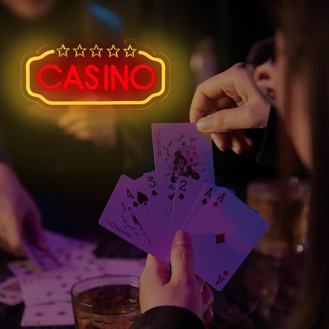 Casino Neon Sign, USB Powered LED Light for Game Room Party Decor | Create a Vegas Style Atmosphere with a Bright Neon Wall Decor Light for Bars, Rooms, Parties and Entertainment Spaces