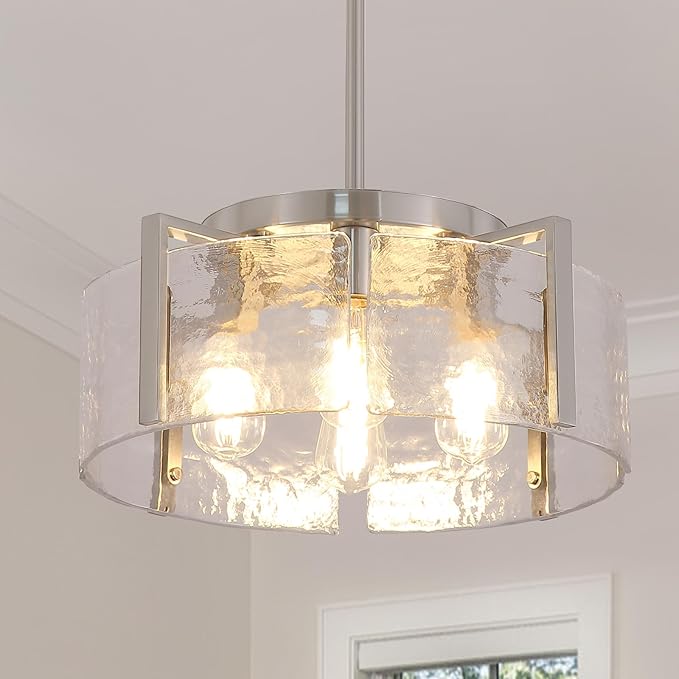 Nickel Chandeliers for Dining Room Light Fixture, 4 Light Entryway Light Fixture, Adjustable Pendant Lights Kitchen Island Modern Farmhouse Kitchen Foyer Chandelier for Entryway, Bedroom, Bathroom
