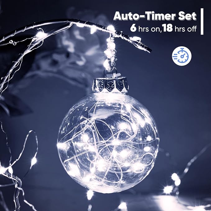 Ariceleo 4 Pack 65.6 Ft. Battery Operated Outdoor String Lights with Remote & Timer, LED Cool Whit Fairy Lights, Waterproof Twinkle Lights for Bedroom, Dorm, Mason Jar, Wedding, Party, Christmas