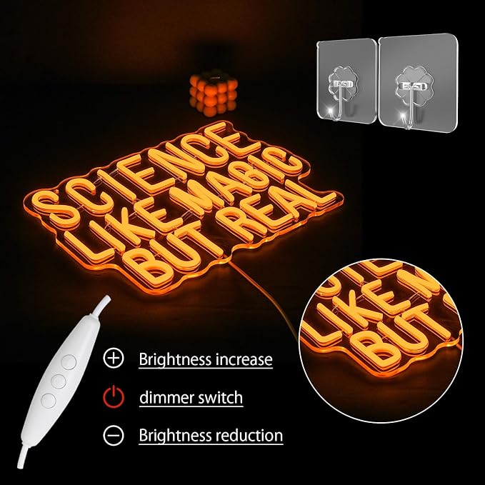 Science Like Magic But Real Neon Sign for Wall Decor Classroom Neon Light Laboratory LED Sign Letter Neon Light Sign for Classroom Science Lab Bar Home shop Decoration