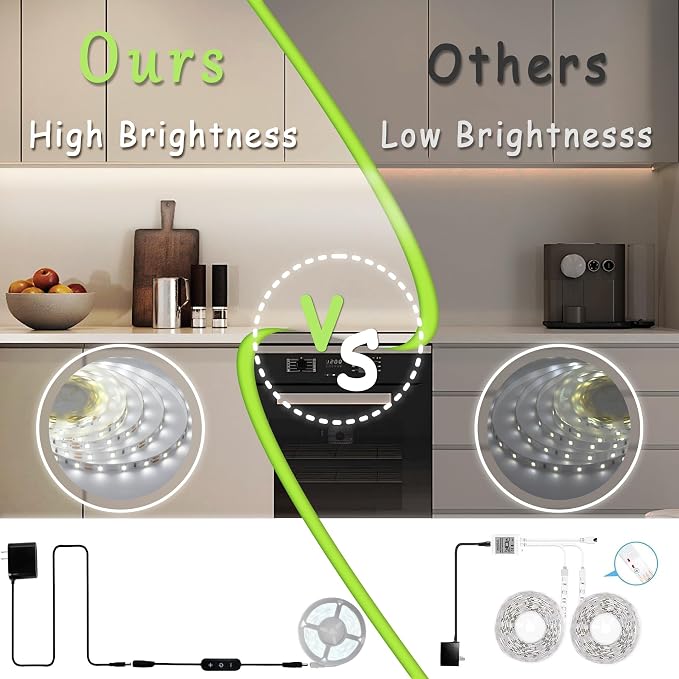 4 Set 20 FT White Led Strip Lights for Bedroom Dimmable 80 FT LEDs Rope Light Flexible Super Bright White Tape Lights for Ceiling Room Home Decor Luces LEDs