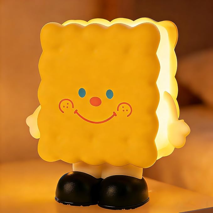 Biscuit Night Light for Kids, Rechargeable Baby Night Lights, Portable Sleep Nightlight, Cute Nursery Lamp, Table Lamps for Bedroom, Office, Birthday Gifts for Baby Teen Adult, Room Decor