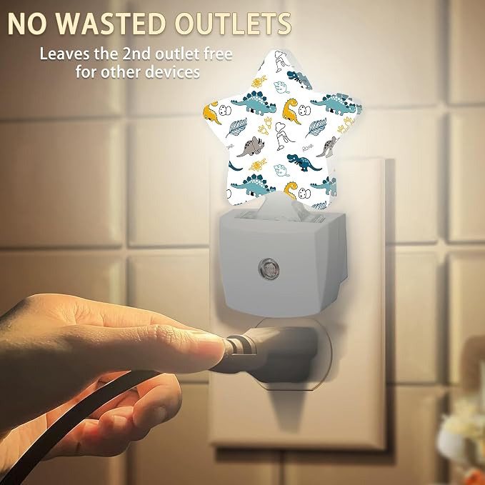 Cartoon Dino Night Lights Plug in Wall Lamp Smart Dusk to Dawn Sensor for Home Decorative,Kids Room Bedroom Bathroom Kitchen Hallway Gifts