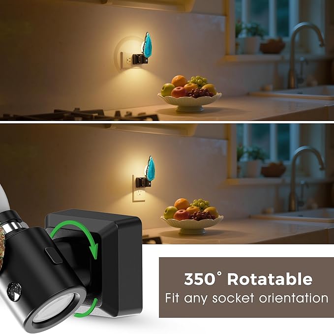 L LOHAS LED Night Light, Night Lights Plug into Wall, Agate Nightlight Rotating, Dimmable Dusk to Dawn Sensor, Healing Stone Agate Decorative Nightlight for Bedroom,Living Room[2 Pack]
