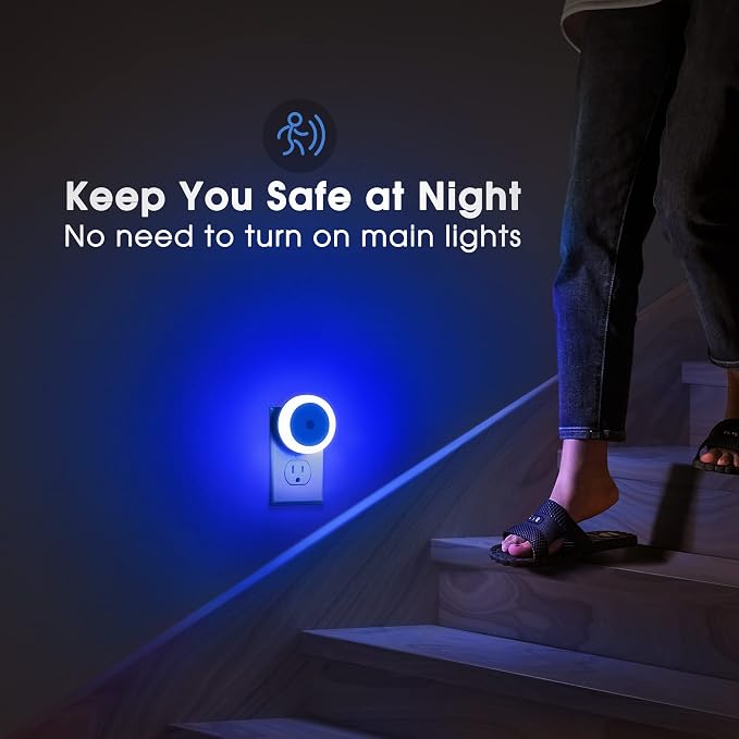 Blue Night Light, LED Night Lights for Kids, Plug in Nightlight | 4 Pack Hallway Lights, Wall Light, Night Light for Adult, Blue Light, 0.6W 60LM