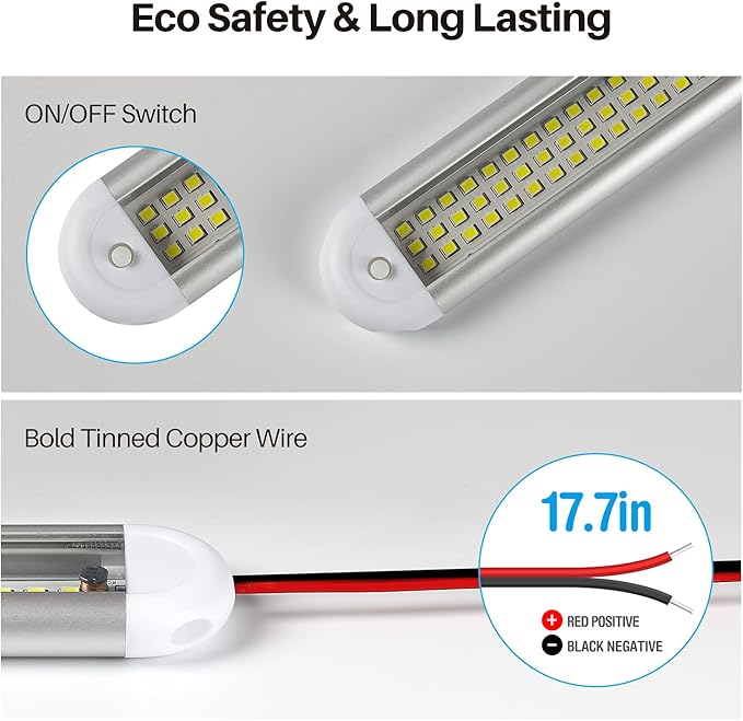 12v LED Interior Light Bar，CT CAPETRONIX 120LEDs 1500LM 8W DC 12 Volt led Strip Lights with ON/Off Switch，for Enclosed Cargo Trailer, Car RV Van Truck Lorry Camper Boat Caravan Motorhome (4Pack)
