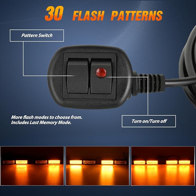 Nilight 40LED Amber Emergency Strobe Traffic Advisor Light Bar with Suction Cups Dash Safety Warning Hazard Flashing Lights Interior Front/Rear Windshield for Trucks Construction Vehicles | with Suction Cups Dash Safety Warning Hazard Flashing Lights I...