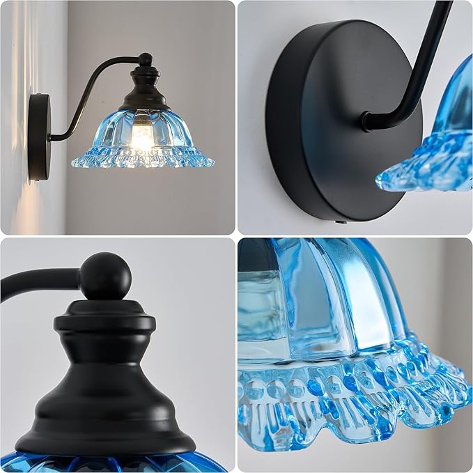 Vanity Light Black Wall Sconces Modern 1-Light Bathroom Sconces