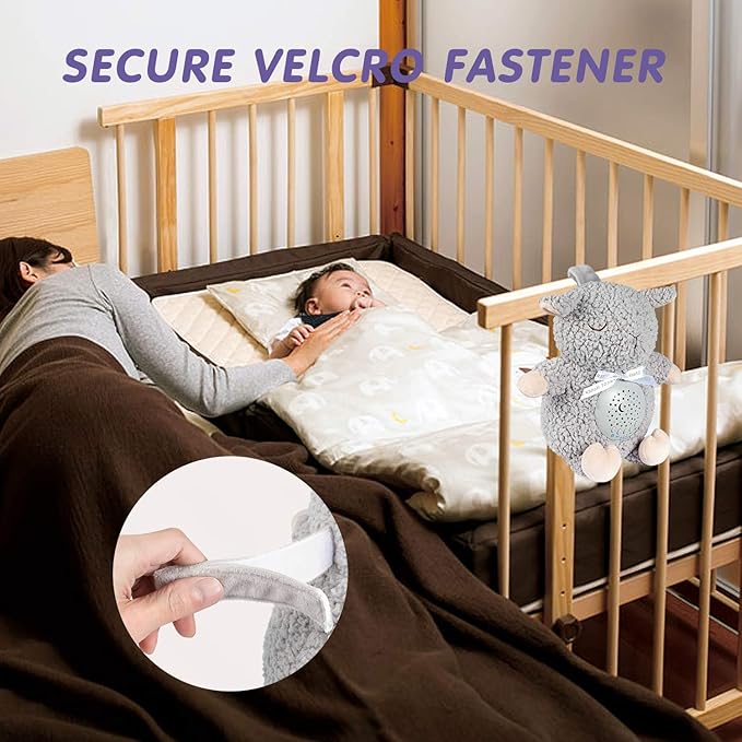 BEREST Baby Sleep Soother with Projector Night Light & Auto-Off Timer, Musical Sheep Plush Toy with White Noise, Heartbeat, Shushing, Lullabies for Newborns, Infants Shower Gift