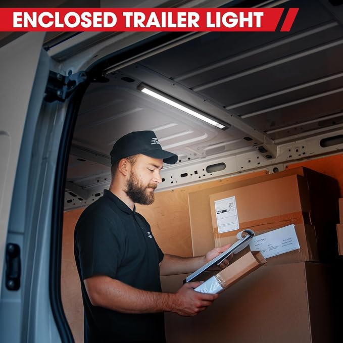 12 Volt Light Strip, 12V Light LED, Enclosed Trailer Lights, Light for RV Interior, String Lights for Trailer, Truck, Van, RV(2Pack, 4000K, Black)