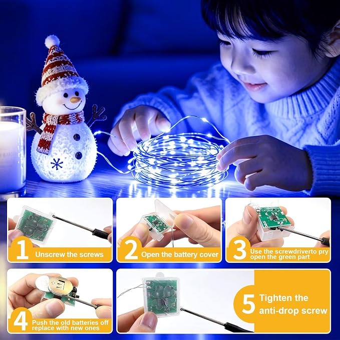 ZGWJ 12 Pack Blue Fairy Lights, Mini String Lights with Remote and Timer | 8 Lighting Modes Timing Function Battery Operated 7 FT 20 LED Waterproof,Halloween Christmas Tree Parties Decor