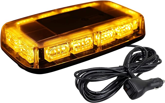ASPL [Upgraded 5] 48LED Roof Top Strobe Lights, High Visibility Emergency Safety Warning LED Mini Strobe Light bar with Magnetic Base for 12-24V Snow Plow, Trucks, Construction Vehicles (Amber)