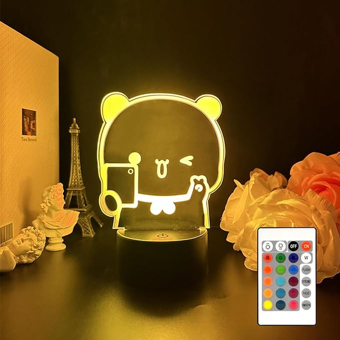 Bear Shaped 3D Night Light Gifts, Cartoon Table Lamp with Remote Control Gifts for Girls Birthday Christmas Valentine