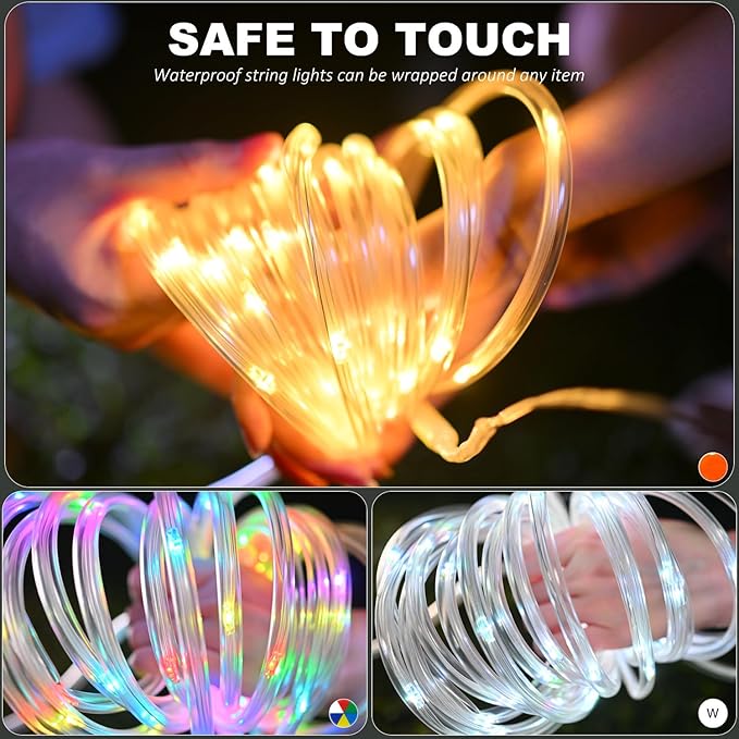 Rope Lights Outdoor, 80ft 240LEDs Rope Light, Waterproof String Lights for Christmas Garden Tree RV Patio Party Boho Decor (Multicolors)