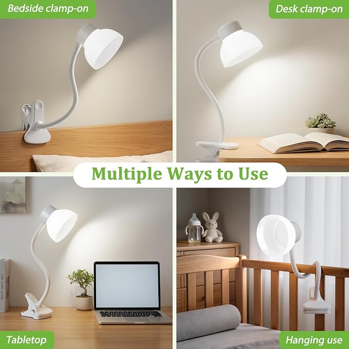 Desk Lamps for Home Office,Small LED Reading Lamp,5000K Eye-Care Desk Light | Clip On Desks Lamps for College Dorm, Kids Desk, Bed Headboard, Flexible Gooseneck, Compact Small Table Lamp