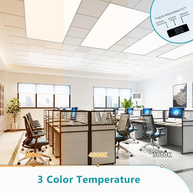 12 Pack 2x4 LED Flat Panel Lights Drop Ceiling Light Fixture | 5000K/4000K/3000K Selectable, 50W/40W/30W Selectable, 0-10v Dimmable, 100-277Vac, ETL Listed, Ideal for Library, Labs