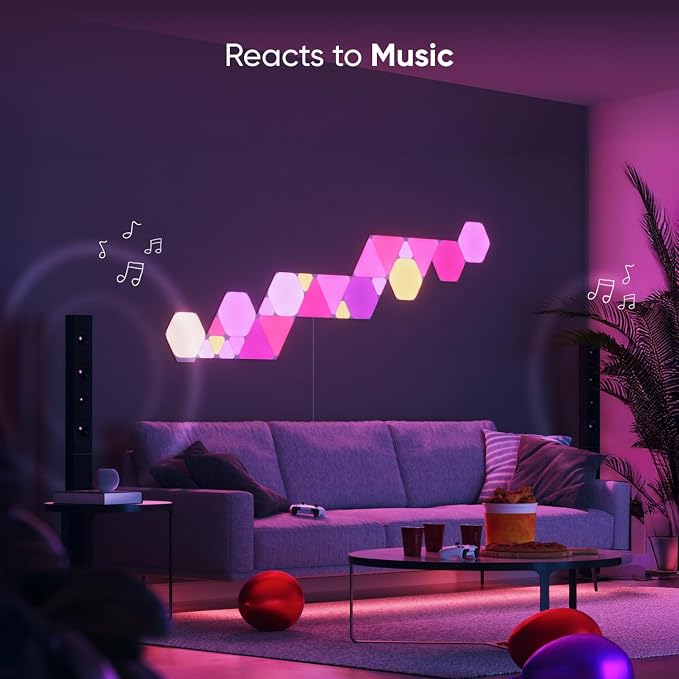 Nanoleaf Shapes Triangle Lights, Smart RGBW LED Wall Light Panels, 7PK | Compatible with Alexa Google Assistant, Home Wall Decor for Living Room with Music Sync, Smarter Kit