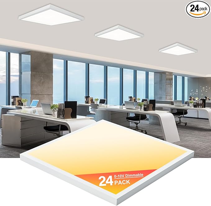 24-Pack 2x2 LED Flat Panel Light Surface Mount, 0-10V Dimmable | 40W-30W-20W & 3000K-4000K-5000K Selectable, 100-277V, ETL Listed, White