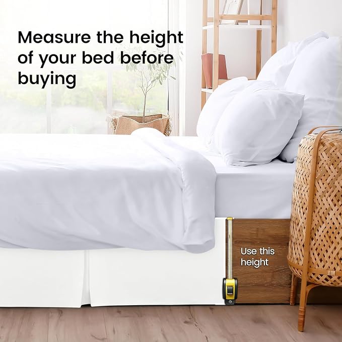 Utopia Bedding Queen Bed Skirt - 20 Pack - Soft Quadruple Pleated Ruffle - Easy Fit with 16 Inch Tailored Drop - Hotel & B&B Quality, Shrinkage and Fade Resistant (Queen, White)